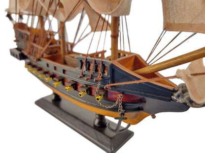 Wooden Black Bart's Royal Fortune White Sails Limited Model Pirate Ship 15""