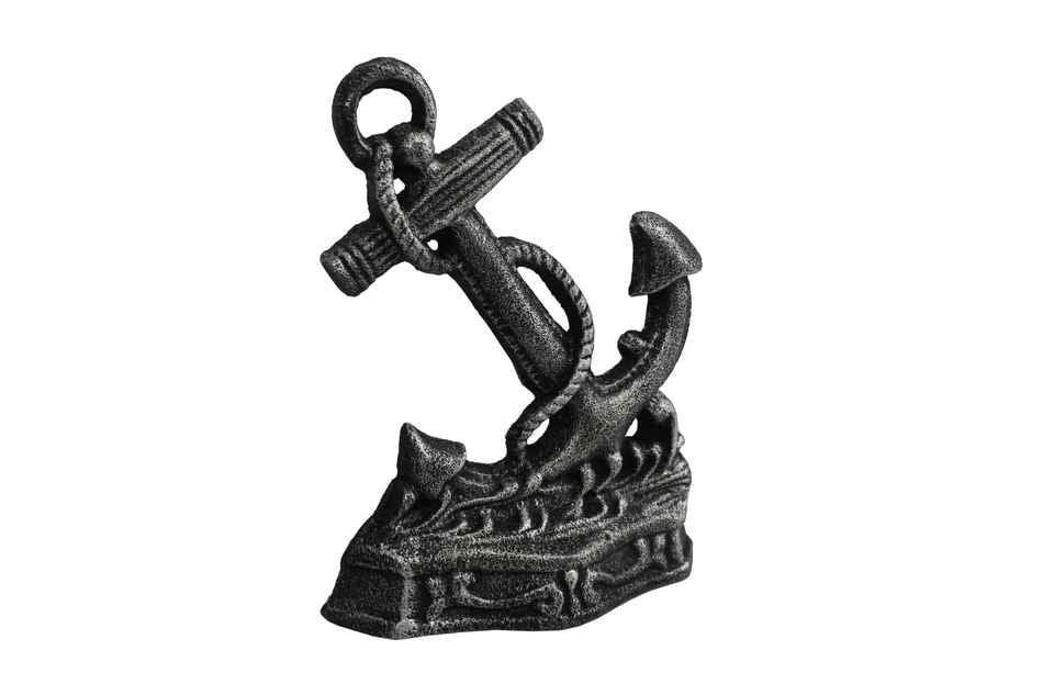 Antique Silver Cast Iron Anchor Door Stopper 8""