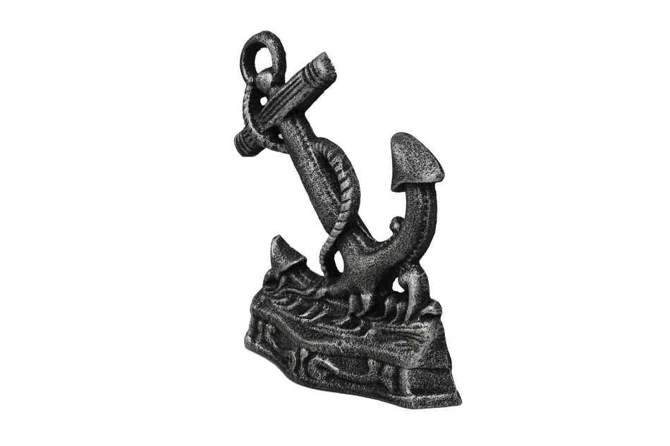 Antique Silver Cast Iron Anchor Door Stopper 8""