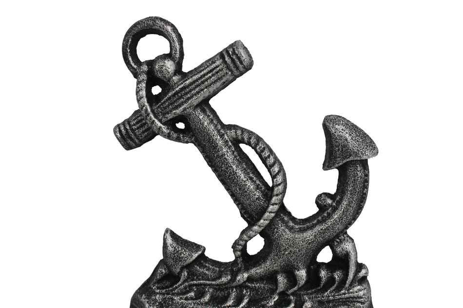 Antique Silver Cast Iron Anchor Door Stopper 8""