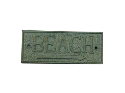 Antique Seaworn Bronze Cast Iron Beach Sign 9""