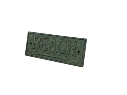 Antique Seaworn Bronze Cast Iron Beach Sign 9""