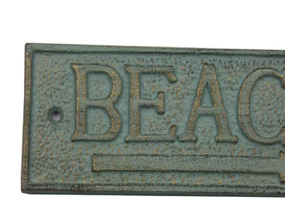 Antique Seaworn Bronze Cast Iron Beach Sign 9""