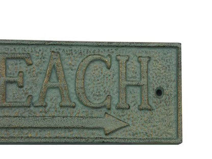 Antique Seaworn Bronze Cast Iron Beach Sign 9""