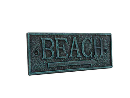 Seaworn Blue Cast Iron Beach Sign 9""
