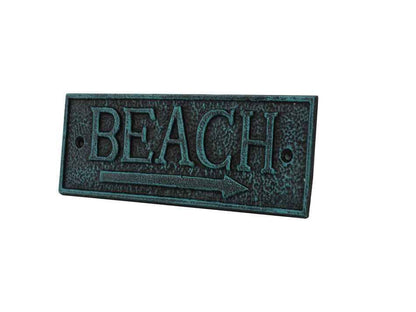 Seaworn Blue Cast Iron Beach Sign 9""