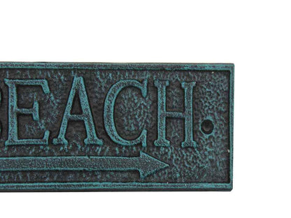 Seaworn Blue Cast Iron Beach Sign 9""