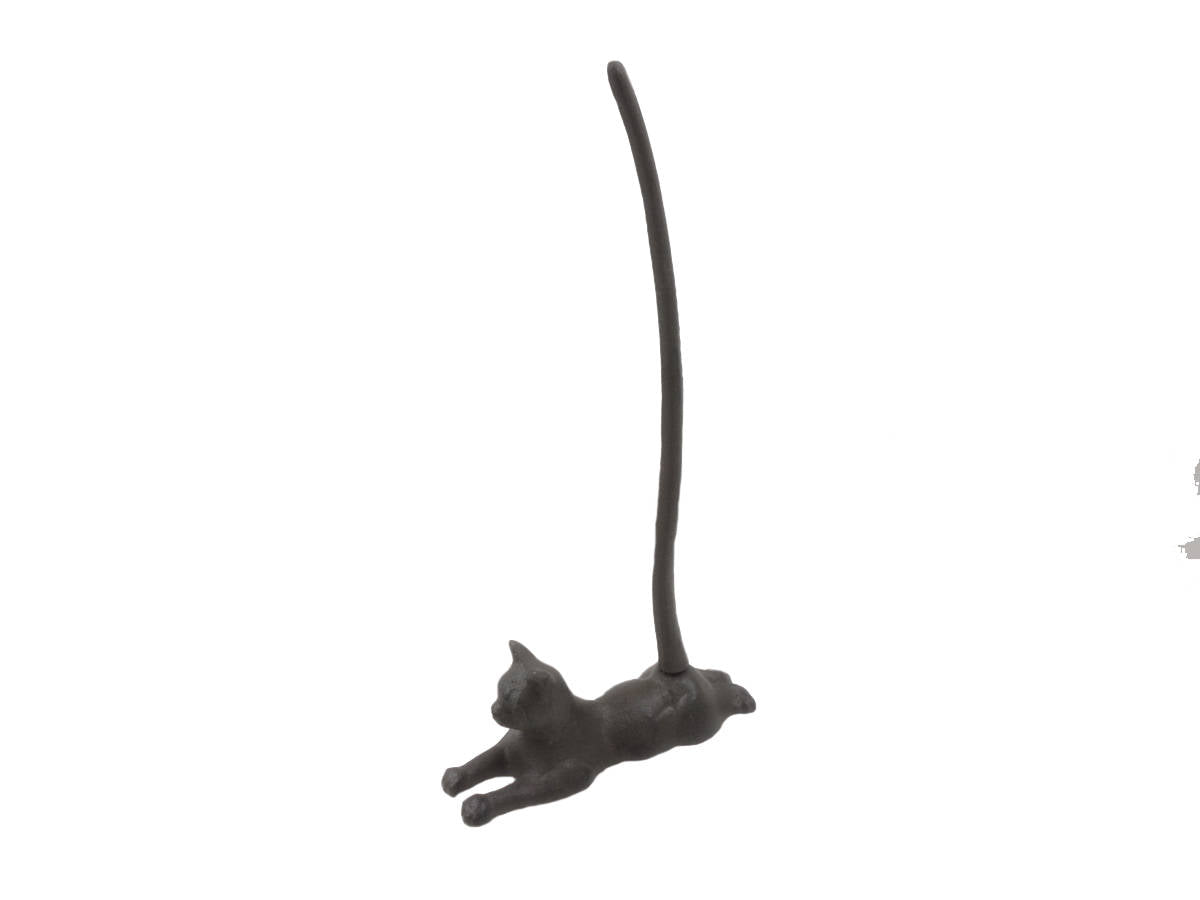 Cast Iron Sitting Cat Kitchen Paper Towel Holder 19""