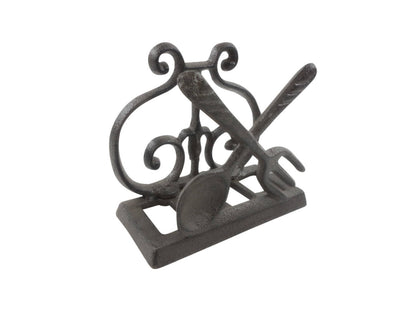 Cast Iron Fork and Spoon Kitchen Napkin Holder 5""