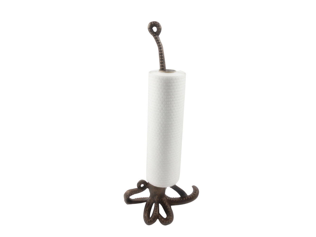 Rustic Copper Cast Iron Octopus Kitchen Paper Towel Holder 19""