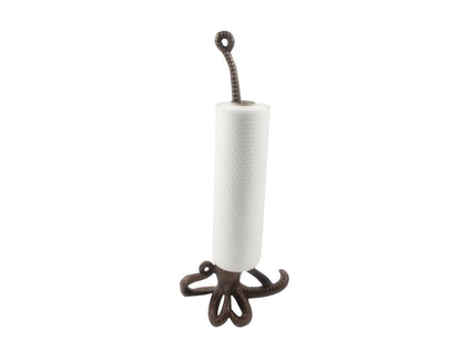 Rustic Copper Cast Iron Octopus Kitchen Paper Towel Holder 19""