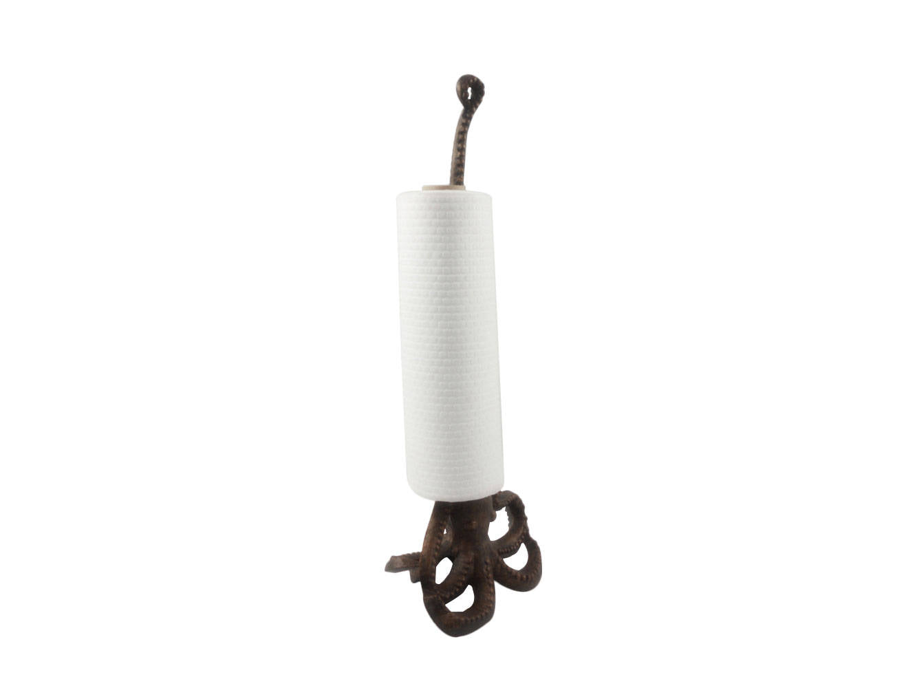 Rustic Copper Cast Iron Octopus Kitchen Paper Towel Holder 19""