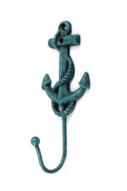 Seaworn Blue Cast Iron Anchor Hook 7""