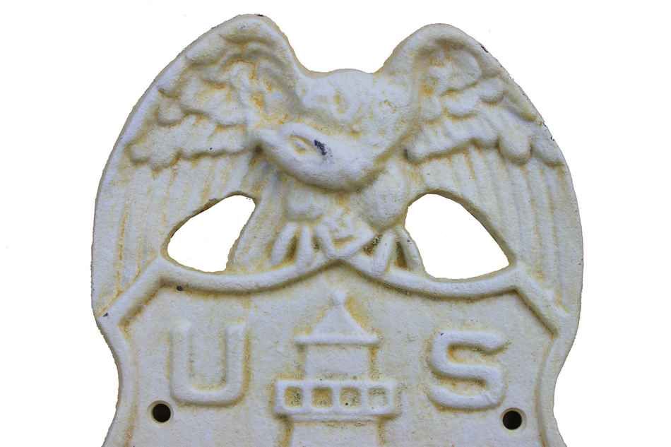 Antique White Cast Iron US Lighthouse Service Sign 9""