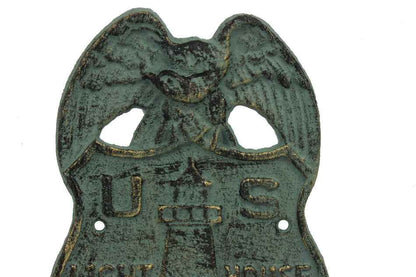 Antique Seaworn Bronze Cast Iron US Lighthouse Service Sign 9""