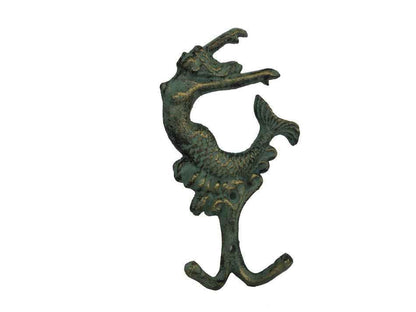 Antique Seaworn Bronze Cast Iron Mermaid Key Hook 6""