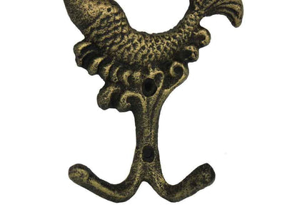 Antique Gold Cast Iron Mermaid Key Hook 6""