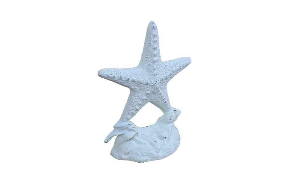 Whitewashed Cast Iron Starfish Door Stopper 11""
