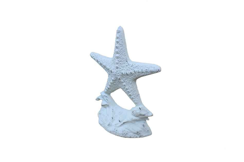 Whitewashed Cast Iron Starfish Door Stopper 11""