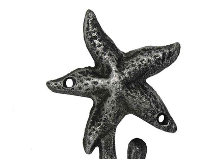 Antique Silver Cast Iron Starfish Hook 4""