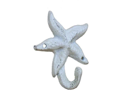 Whitewashed Cast Iron Starfish Hook 4""