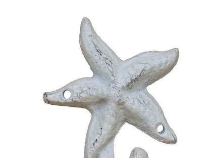 Whitewashed Cast Iron Starfish Hook 4""