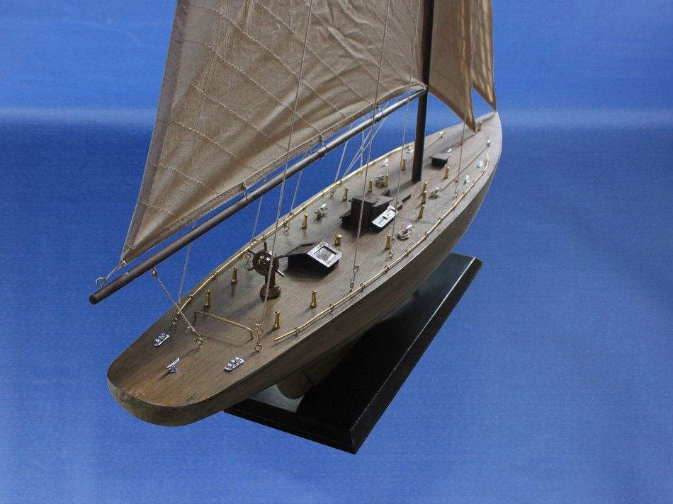 Wooden Rustic Intrepid Model Sailboat Decoration 60""