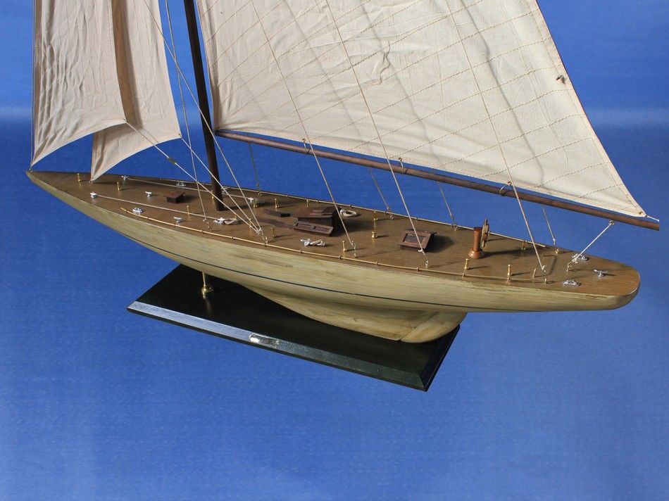 Wooden Rustic Intrepid Model Sailboat Decoration 60""