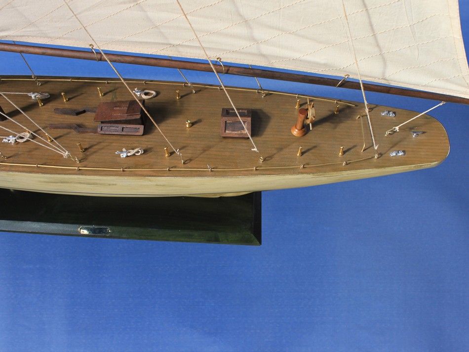 Wooden Rustic Intrepid Model Sailboat Decoration 60""
