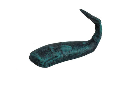 Seaworn Blue Cast Iron Whale Hook 6""