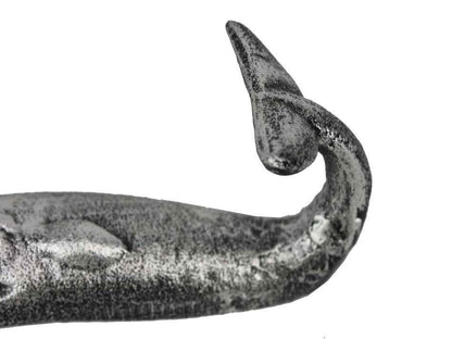 Antique Silver Cast Iron Whale Hook 6""