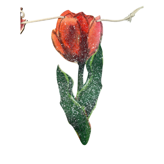 Wooden Tulip Garland - Red