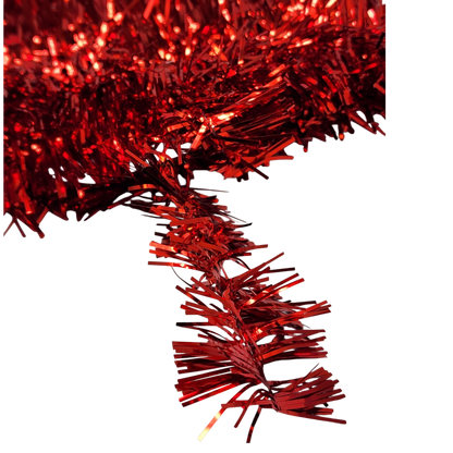 40 Feet Metallic Tinsel Garland - Red