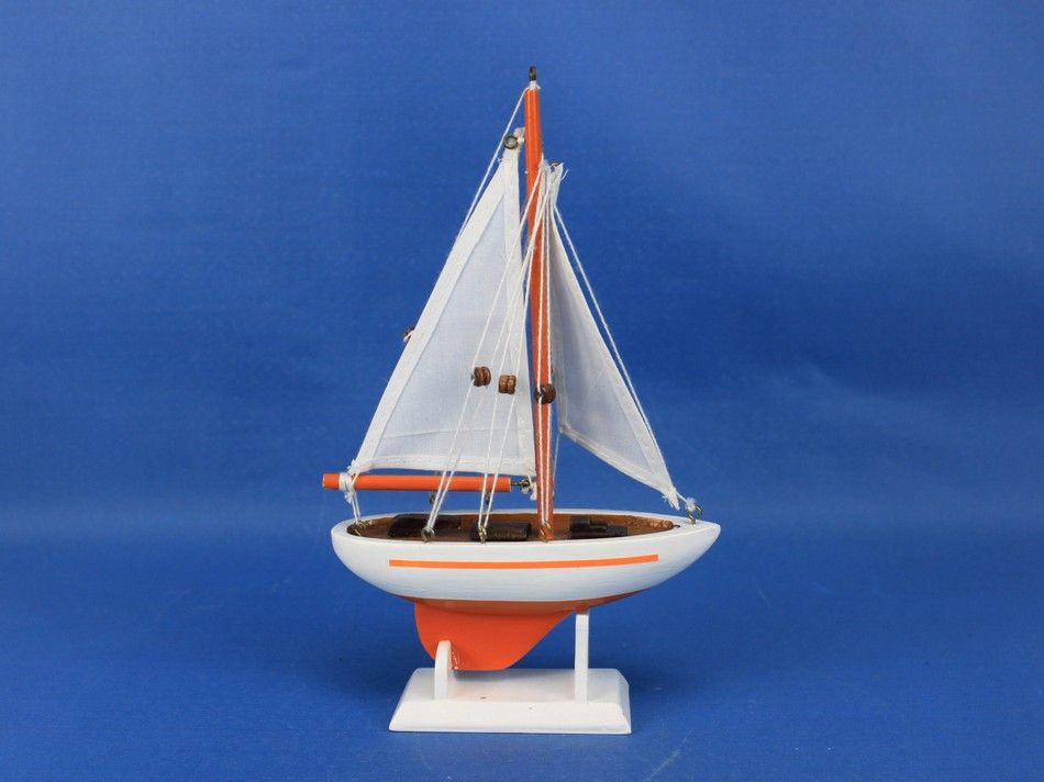 Wooden Orange Pacific Sailer Model Sailboat Decoration 9""