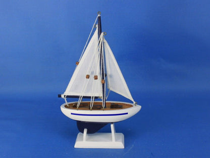Wooden Blue Sailboat Christmas Tree Ornament 9""