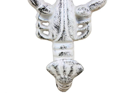Rustic Whitewashed Cast Iron Decorative Wall Mounted Lobster Hook 5""