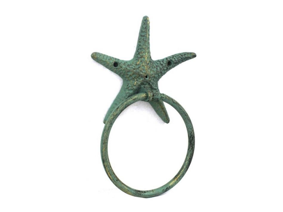 Antique Bronze Cast Iron Starfish Towel Holder 8.5""