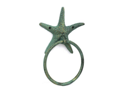 Antique Bronze Cast Iron Starfish Towel Holder 8.5""