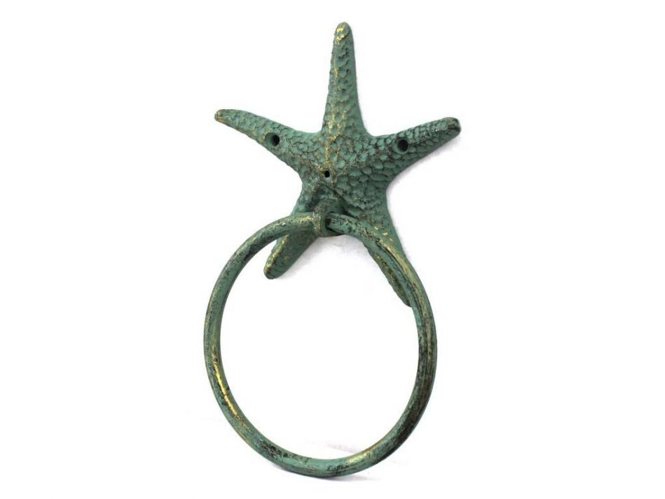 Antique Bronze Cast Iron Starfish Towel Holder 8.5""