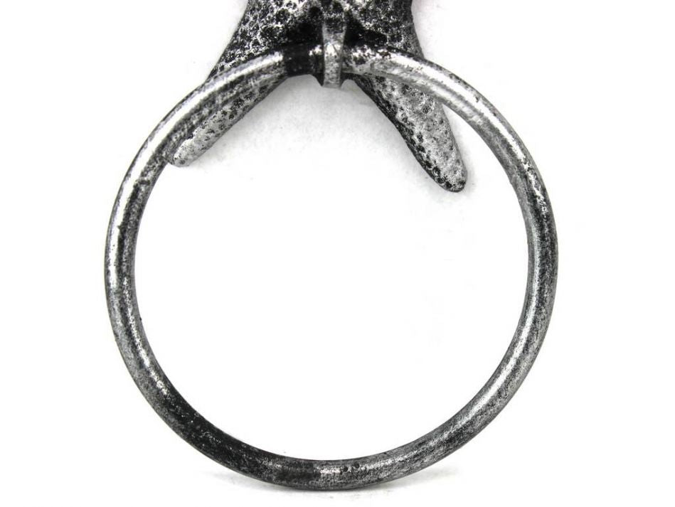 Antique Silver Cast Iron Starfish Towel Holder 8.5""