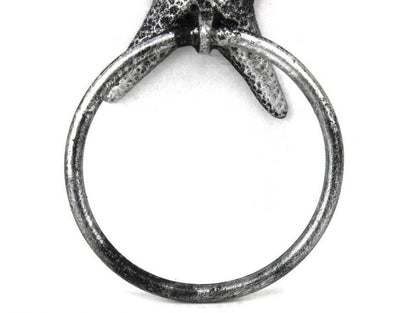 Antique Silver Cast Iron Starfish Towel Holder 8.5""
