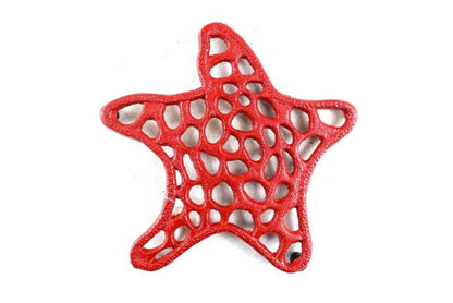 Rustic Red Cast Iron Starfish Trivet 7""