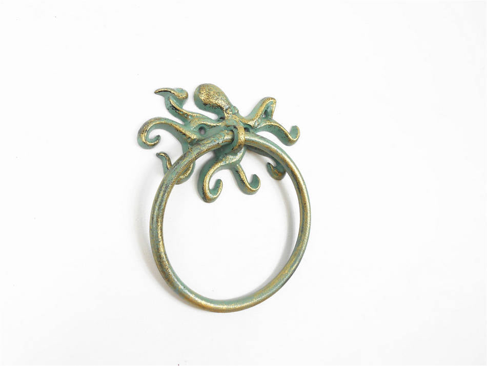 Antique Bronze Cast Iron Octopus Towel Holder 6""
