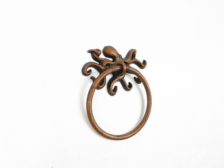 Rustic Copper Cast Iron Octopus Towel Holder 6""