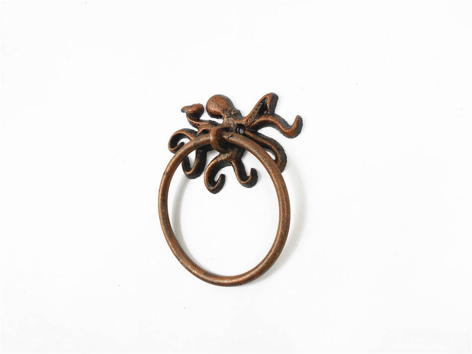 Rustic Copper Cast Iron Octopus Towel Holder 6""