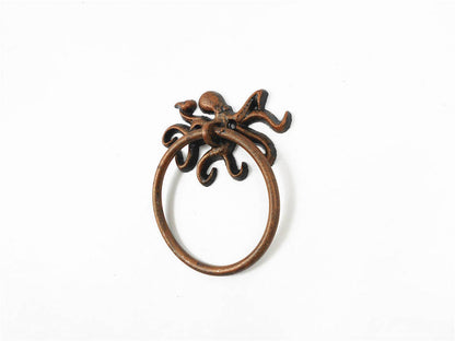 Rustic Copper Cast Iron Octopus Towel Holder 6""
