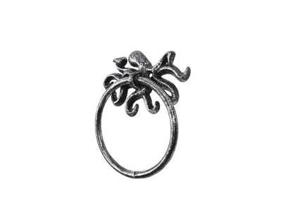 Rustic Silver Cast Iron Octopus Towel Holder 6""