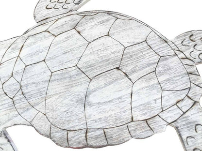 Wooden Whitewashed Sea Turtle Wall Mounted Decoration 25""