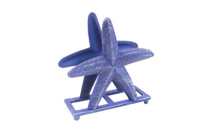 Rustic Dark Blue Cast Iron Starfish Napkin Holder 6""
