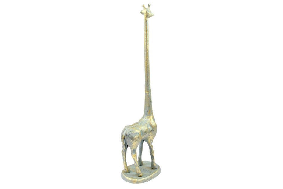 Antique Seaworn Bronze Cast Iron Giraffe Paper Towel Holder 19"